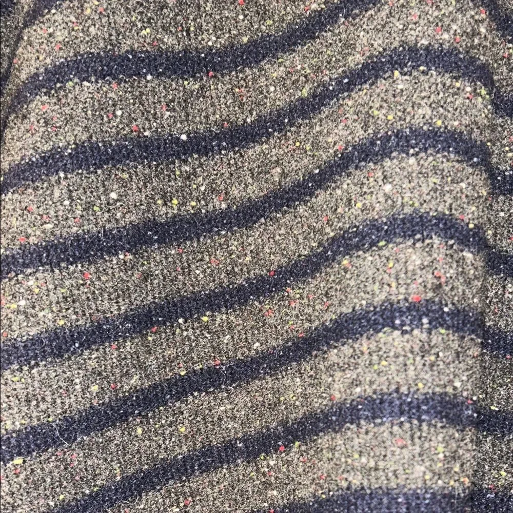 J. Crew Dark Striped Lambswool Crewneck Sweater with Elbow Patches